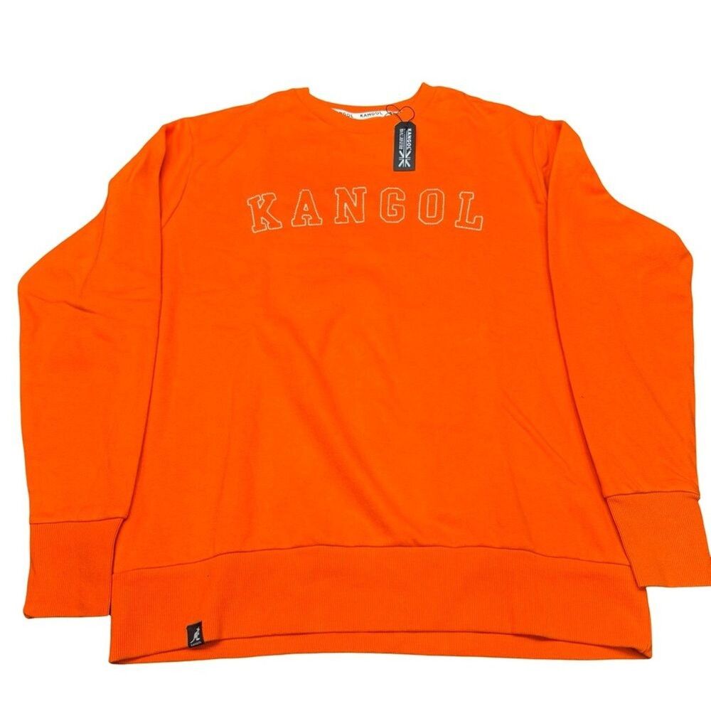 Kangol Men’s Crewneck Sweater XL Orange Logo Streetwear Pullover BNWT